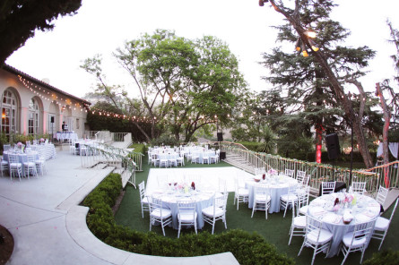 Outside dining area with tables and chairs