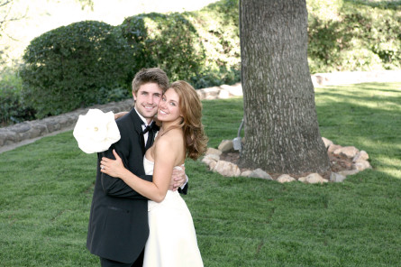 Happy married couple hugging