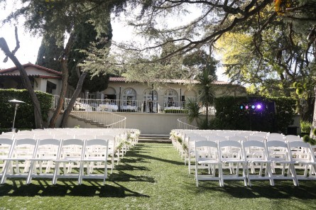 Kellogg House -lower level chair setup for wedding front view