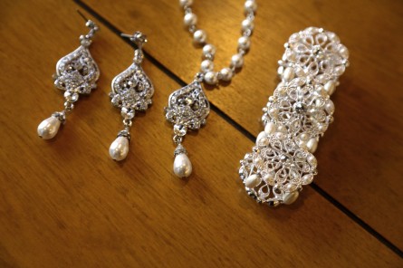 Jewelry with diamonds and pearls