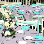 Kellogg House -table setup with turquoise and gray - IMG_0394